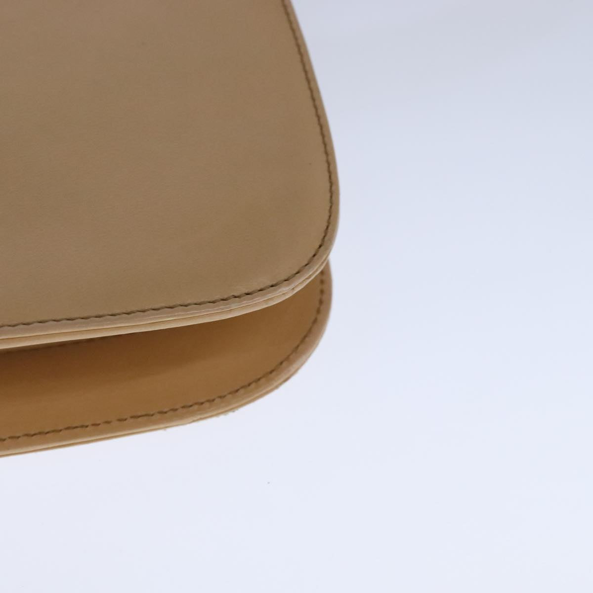 PRADA Shoulder Bag Leather Beige Silver Auth 109082