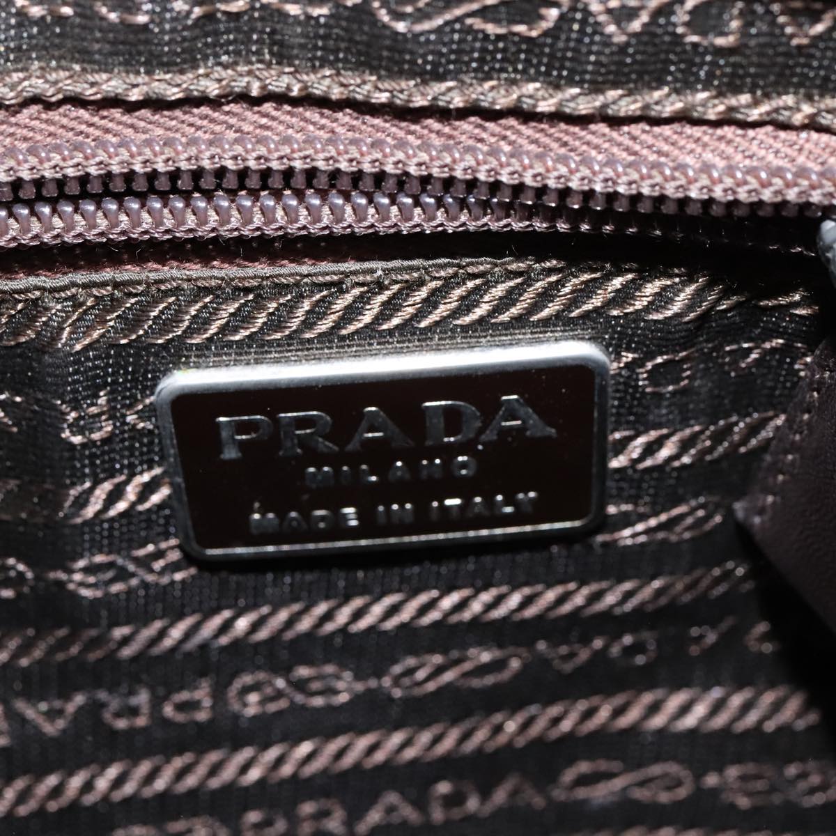 PRADA Shoulder Bag Leather Beige Silver Auth 109082
