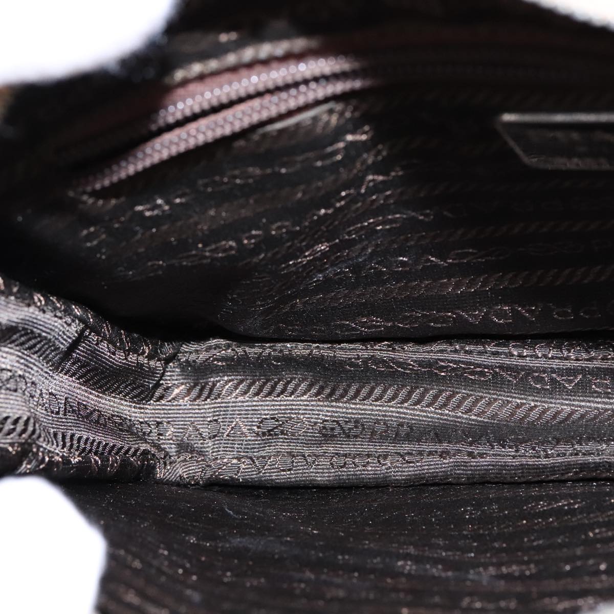 PRADA Shoulder Bag Leather Beige Silver Auth 109082