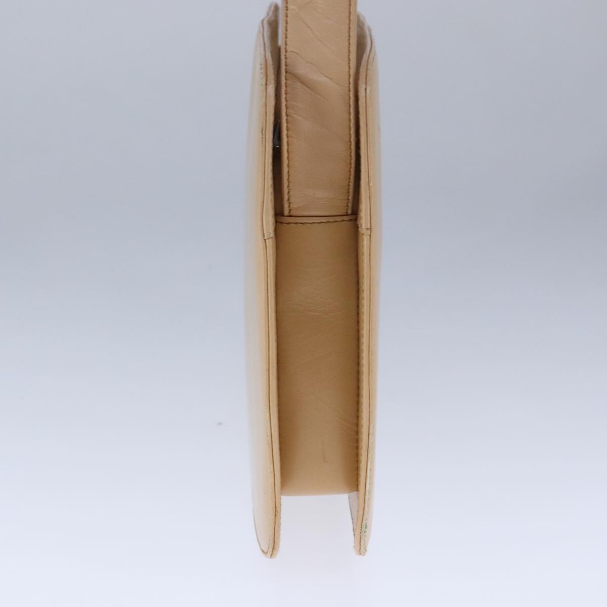 PRADA Shoulder Bag Leather Beige Silver Auth 109082