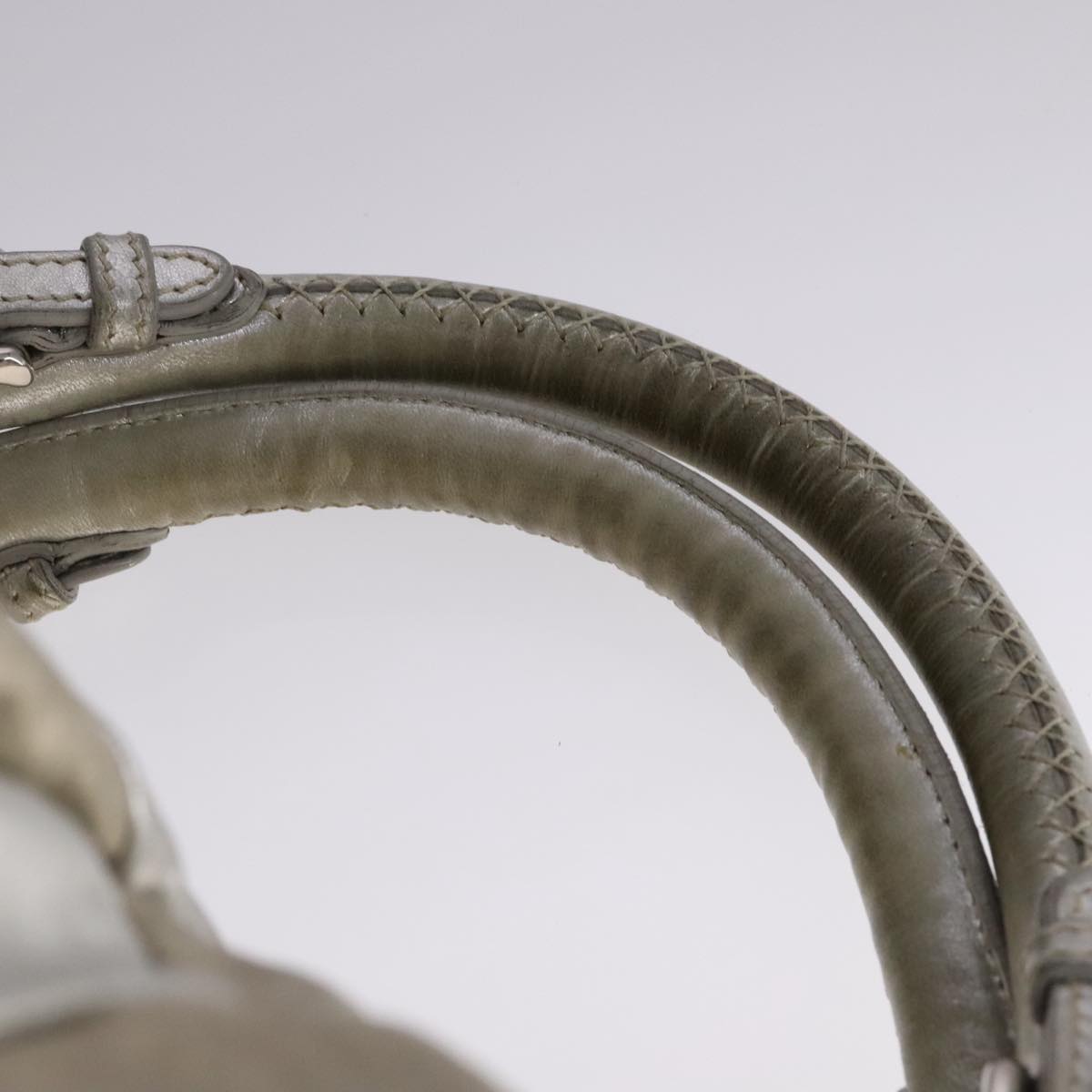 Miu Miu Tote Bag Leather 2way Silver Auth 109096