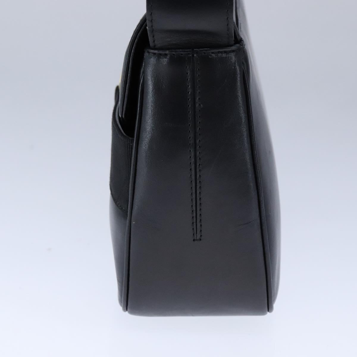 Salvatore Ferragamo Vala Shoulder Bag Leather Black Gold Auth 109105