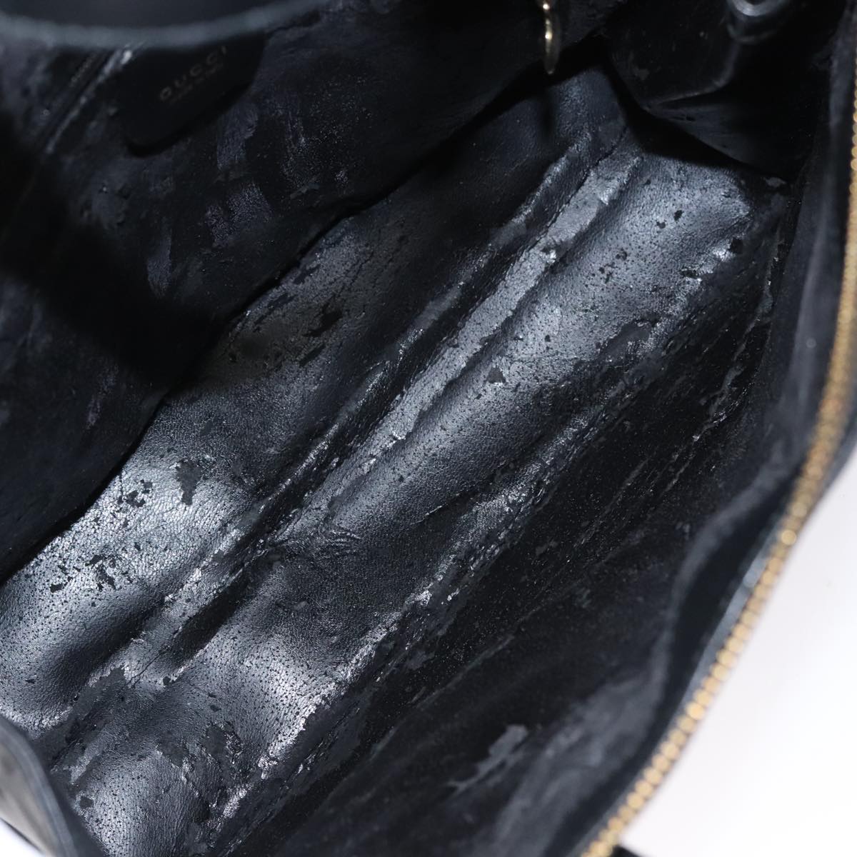 GUCCI Hand Bag Leather Black Gold 000 2058 0569 0 Auth 109125