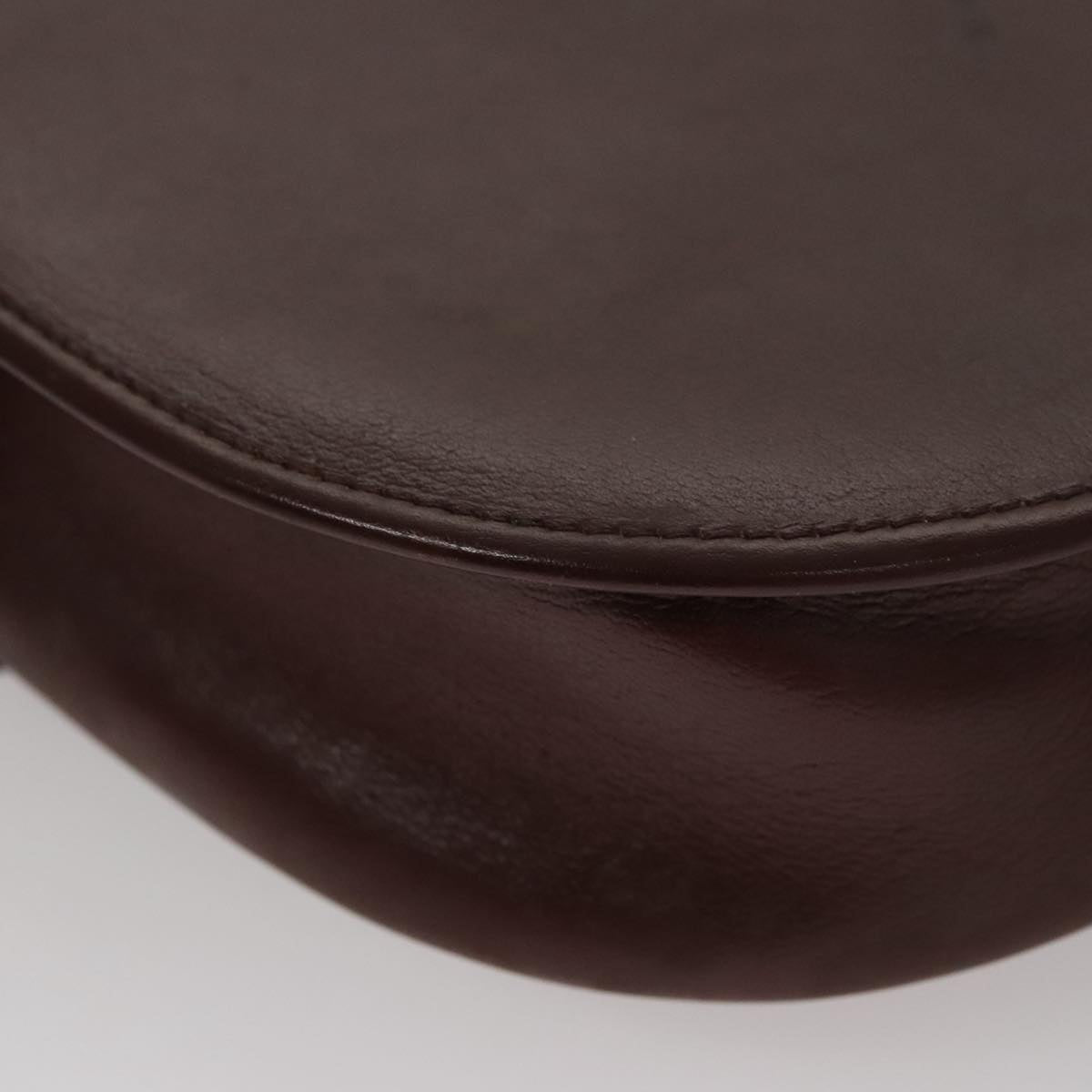 Christian Dior Shoulder Bag Leather Bordeaux Gold Auth 109198