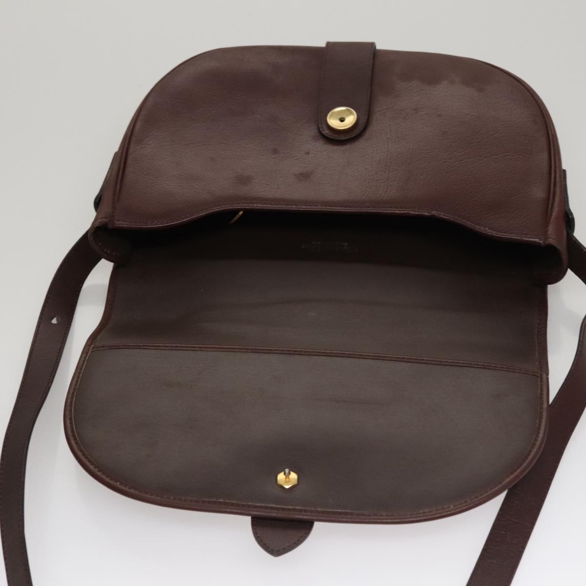 Christian Dior Shoulder Bag Leather Bordeaux Gold Auth 109198