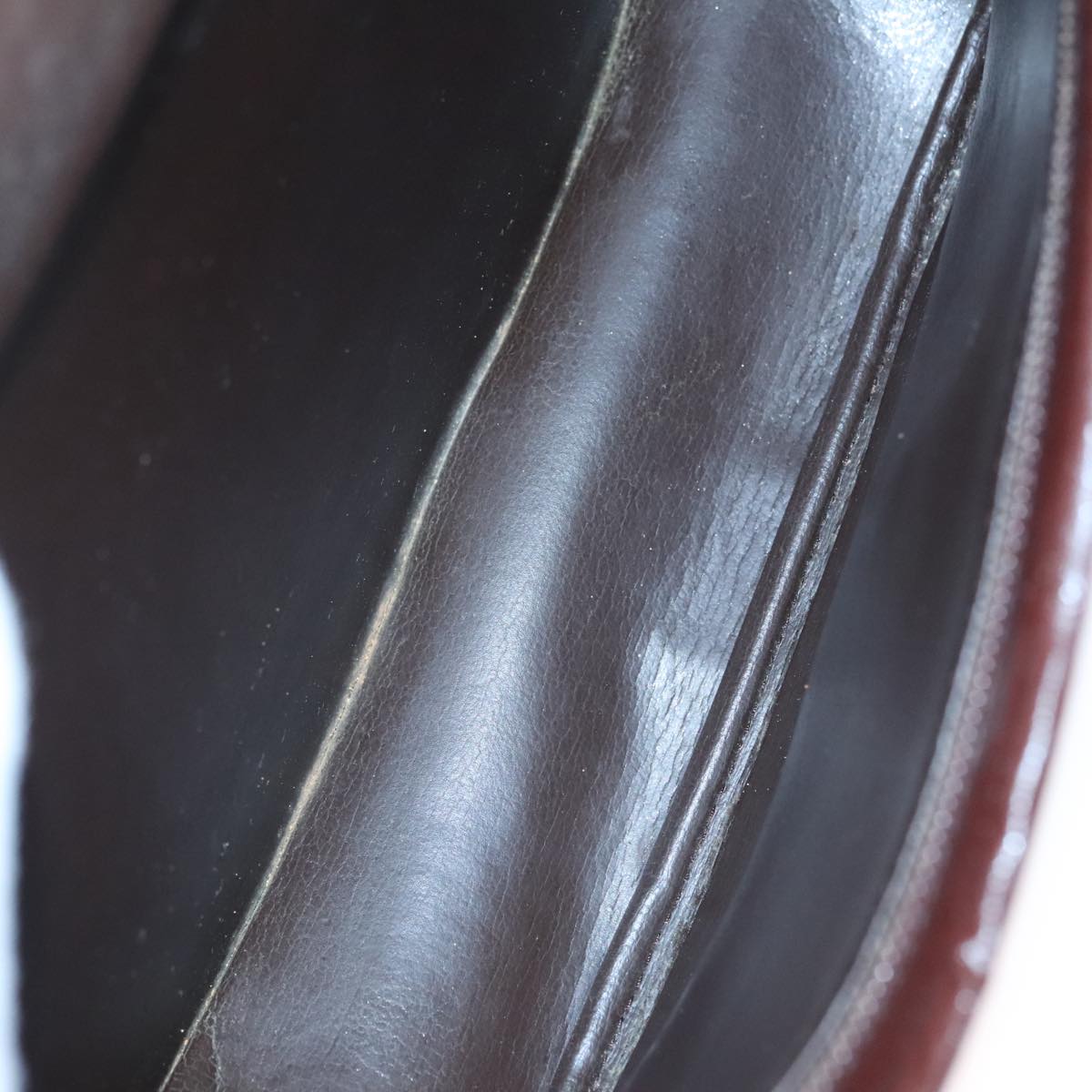 Christian Dior Shoulder Bag Leather Bordeaux Gold Auth 109198