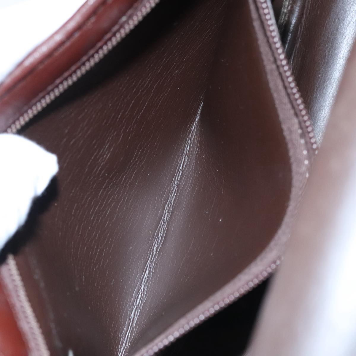 Christian Dior Shoulder Bag Leather Bordeaux Gold Auth 109198