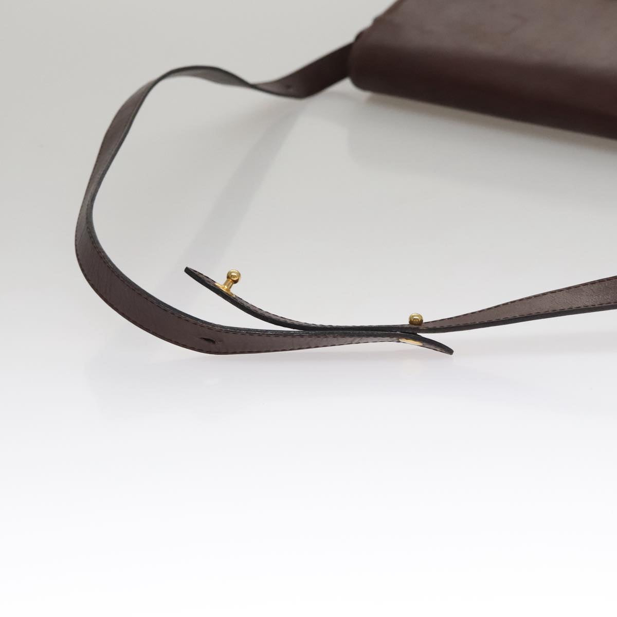 Christian Dior Shoulder Bag Leather Bordeaux Gold Auth 109198