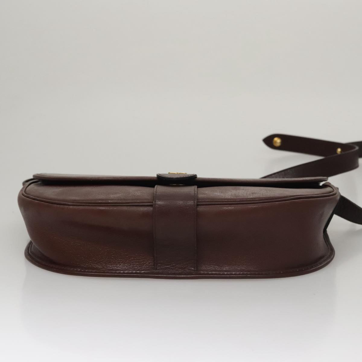 Christian Dior Shoulder Bag Leather Bordeaux Gold Auth 109198