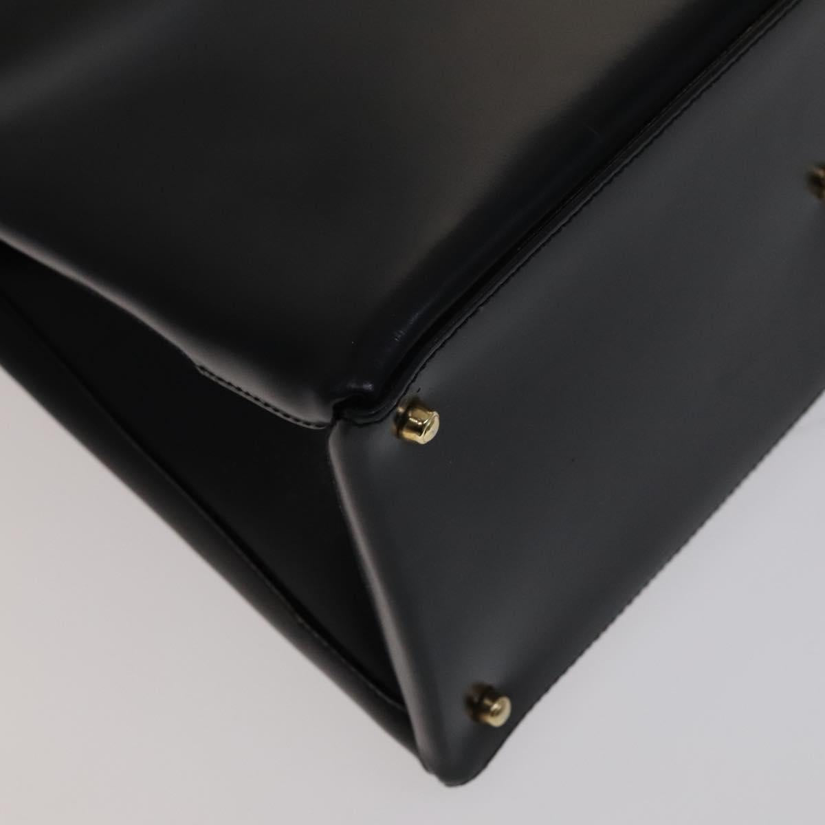 GUCCI Hand Bag Leather 2way Black Gold 000 2046 0562 Auth 109217