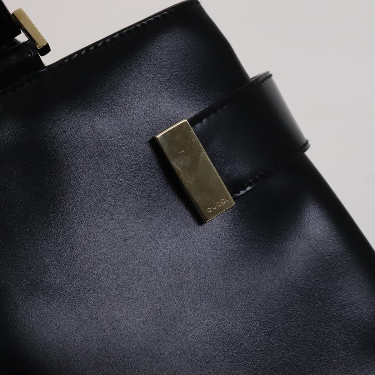 GUCCI Hand Bag Leather 2way Black Gold 000 2046 0562 Auth 109217
