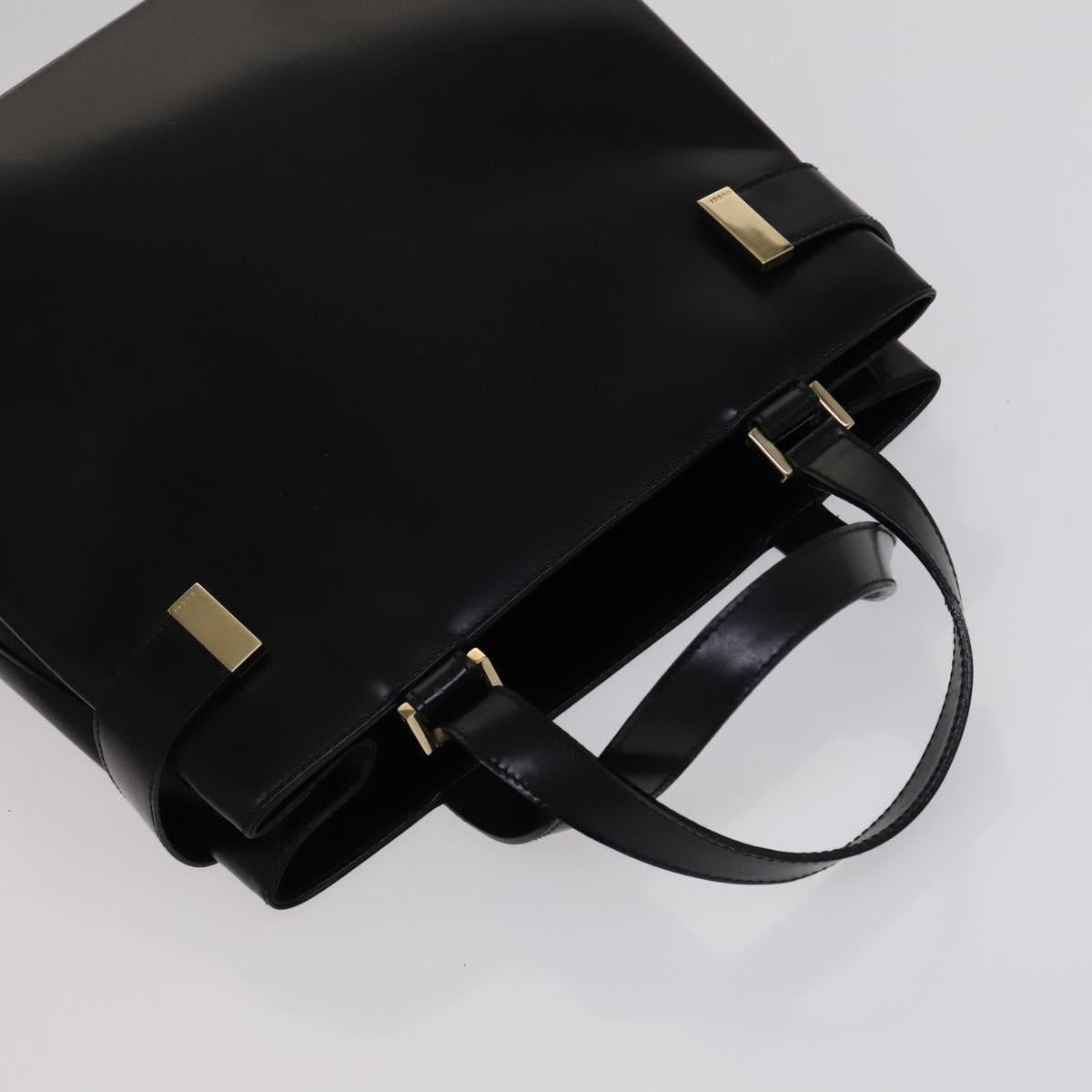 GUCCI Hand Bag Leather 2way Black Gold 000 2046 0562 Auth 109217