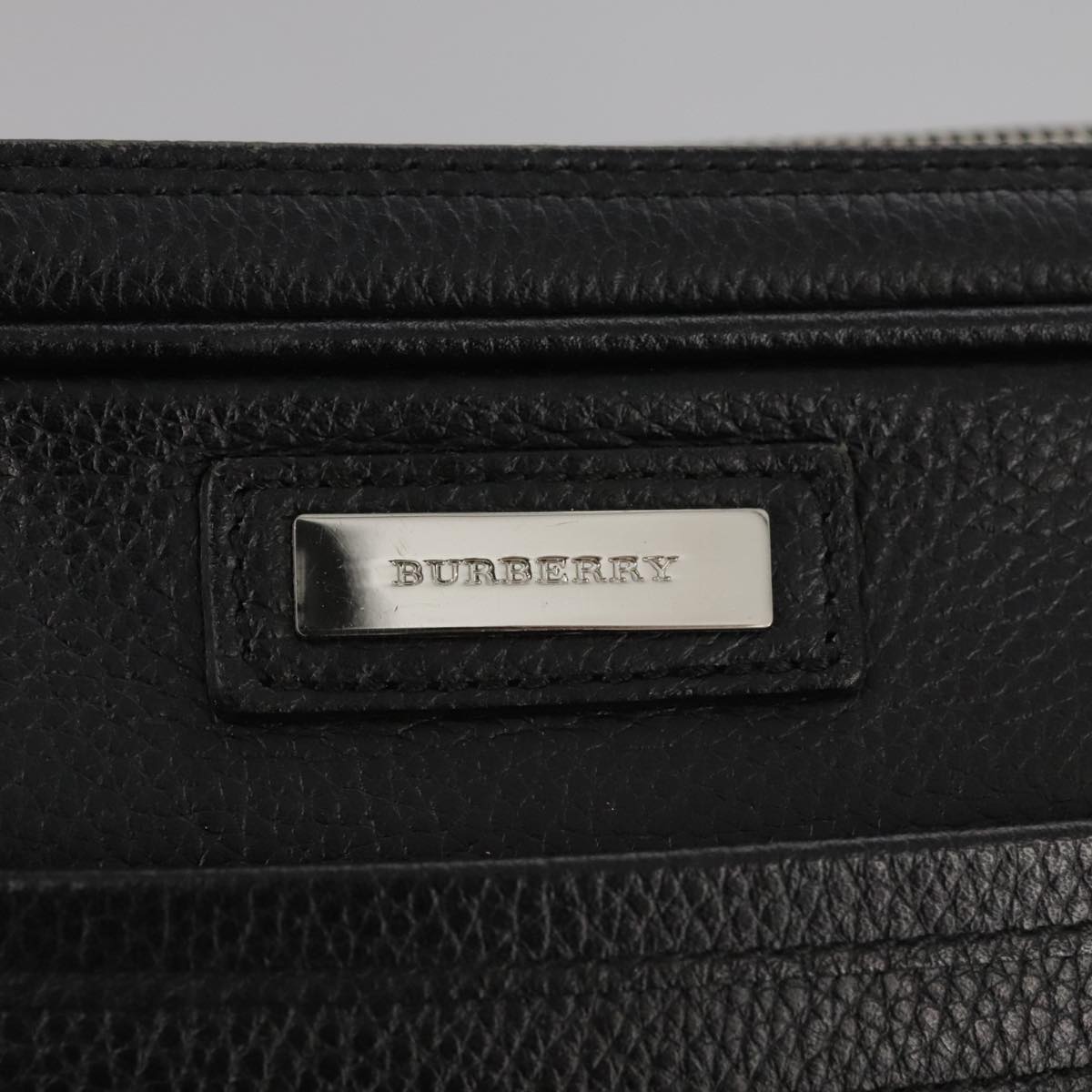 BURBERRY Clutch Bag Leather Black Auth 109265