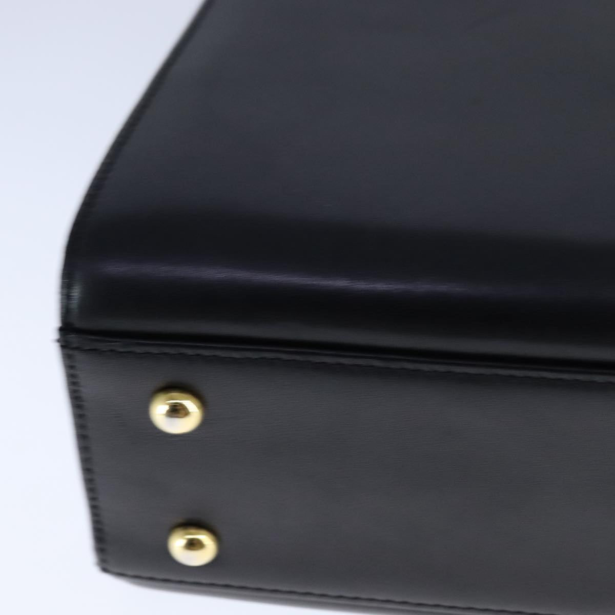 GIVENCHY Hand Bag Leather Black Gold Auth 109282