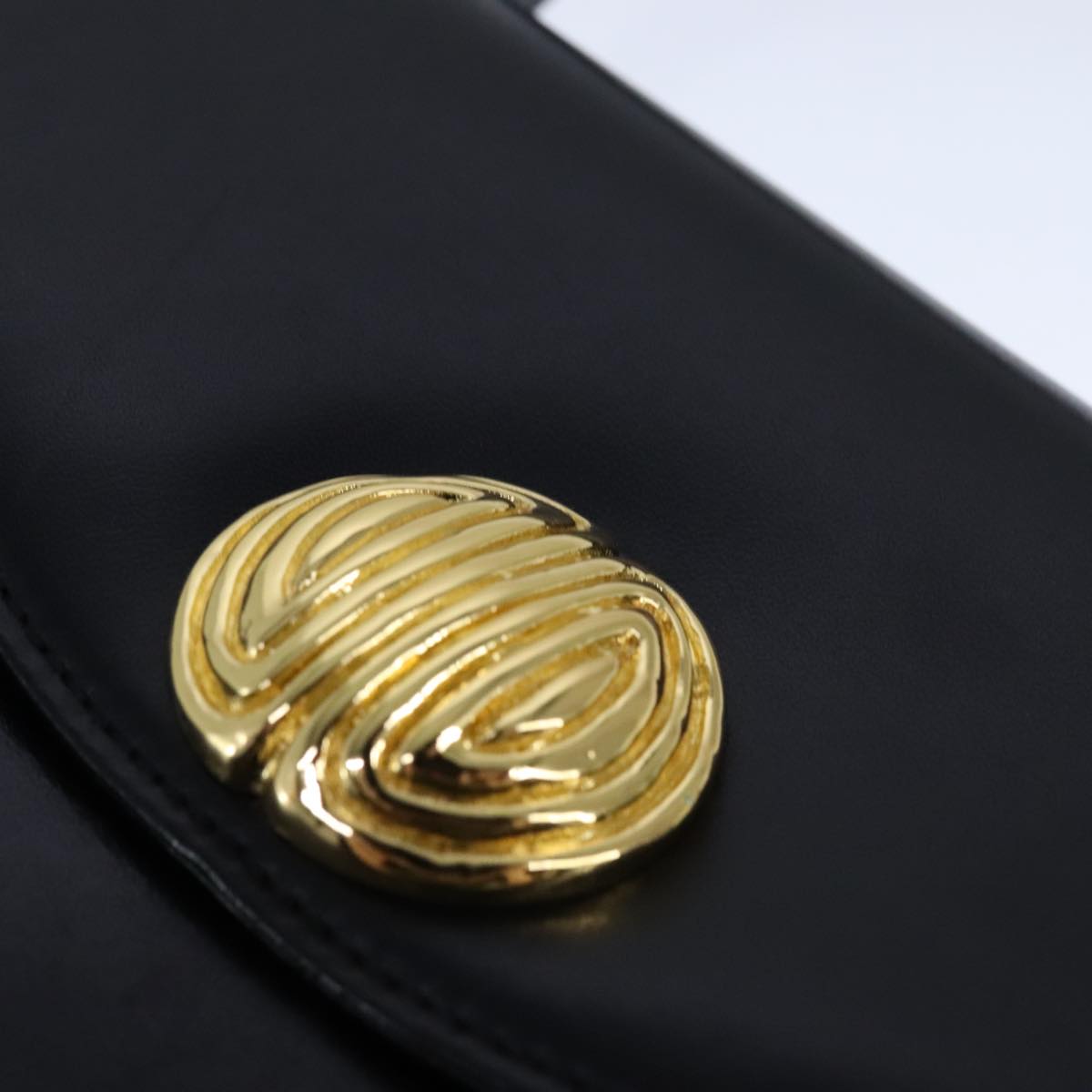 GIVENCHY Hand Bag Leather Black Gold Auth 109282