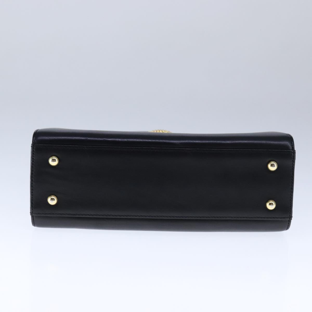 GIVENCHY Hand Bag Leather Black Gold Auth 109282