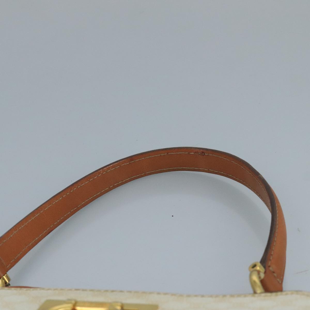 CELINE Macadam Canvas Hand Bag PVC Leather White Gold Auth 109369