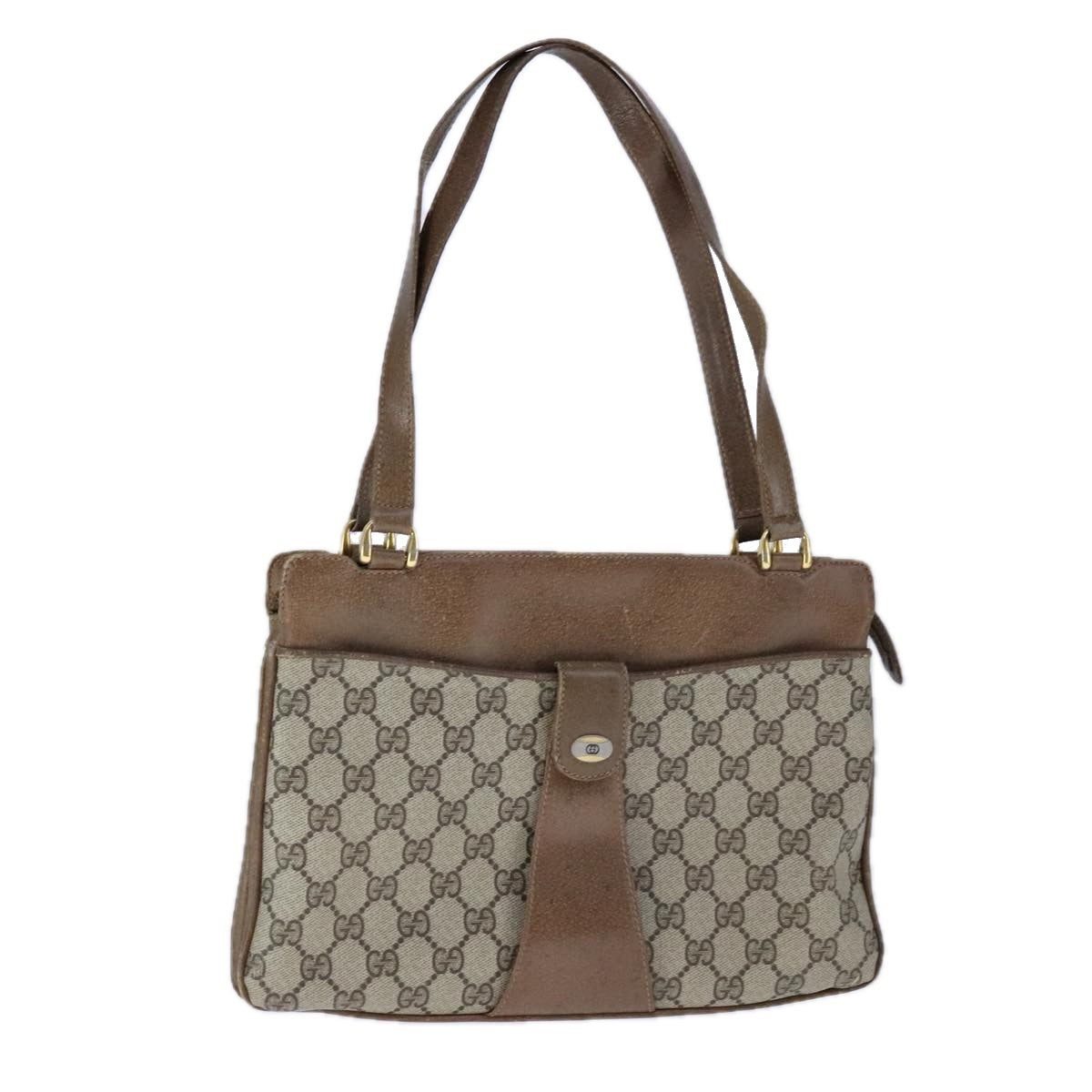 GUCCI GG Supreme Hand Bag PVC Leather Beige 10 02 021 Auth 109381