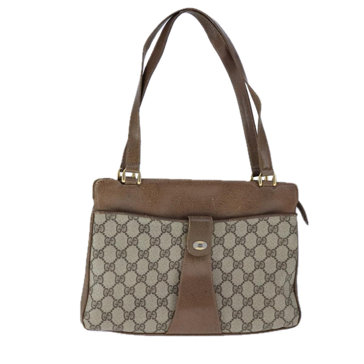 GUCCI GG Supreme Hand Bag PVC Leather Beige 10 02 021 Auth 109381
