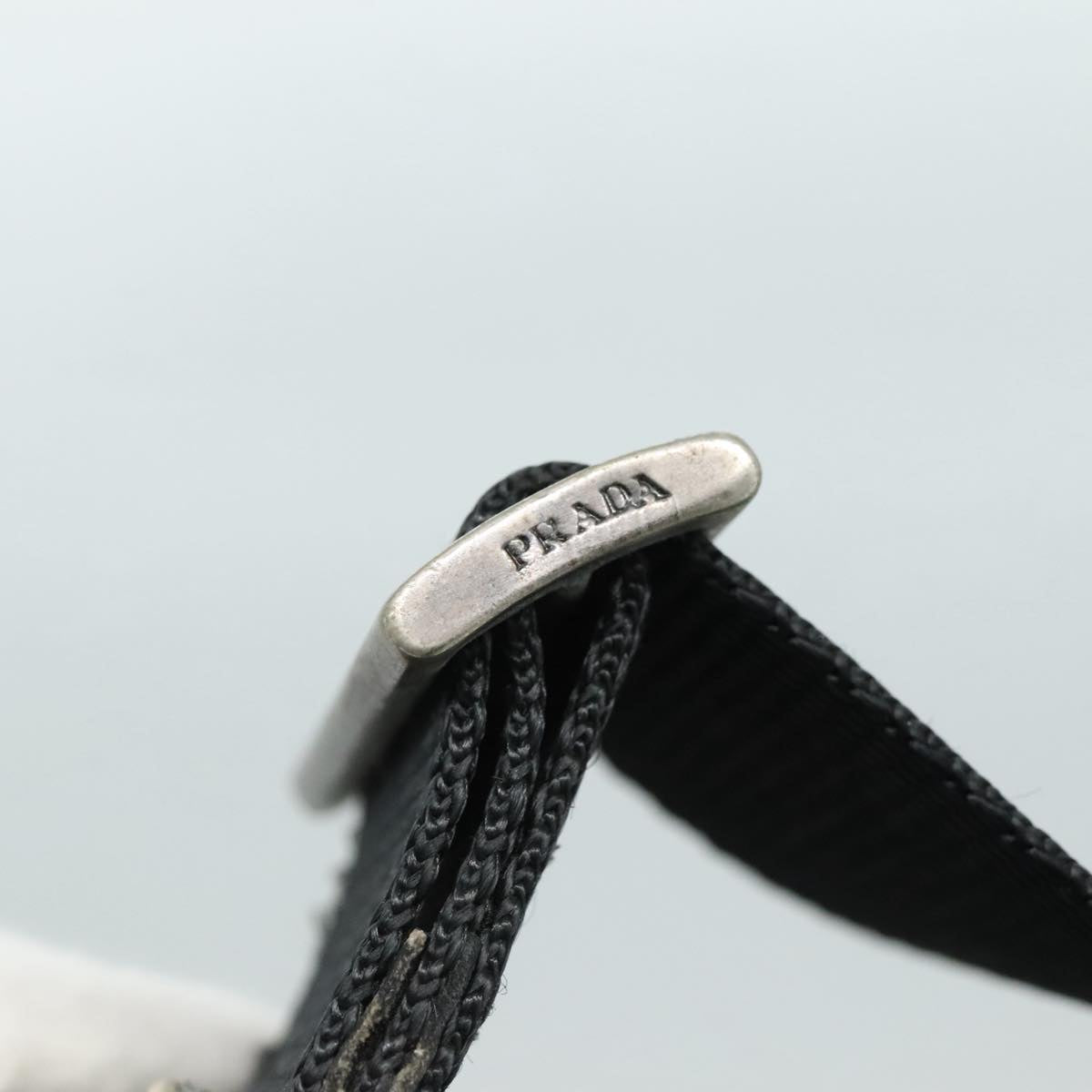 PRADA Shoulder Bag Nylon Black Silver Auth 109422