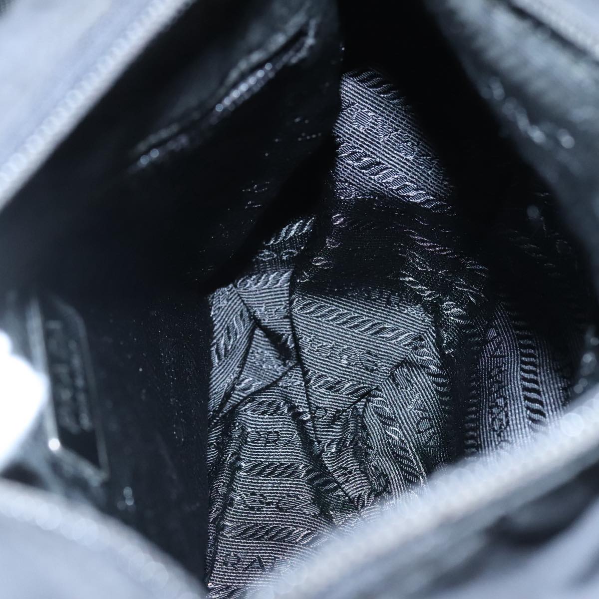 PRADA Shoulder Bag Nylon Black Silver Auth 109422