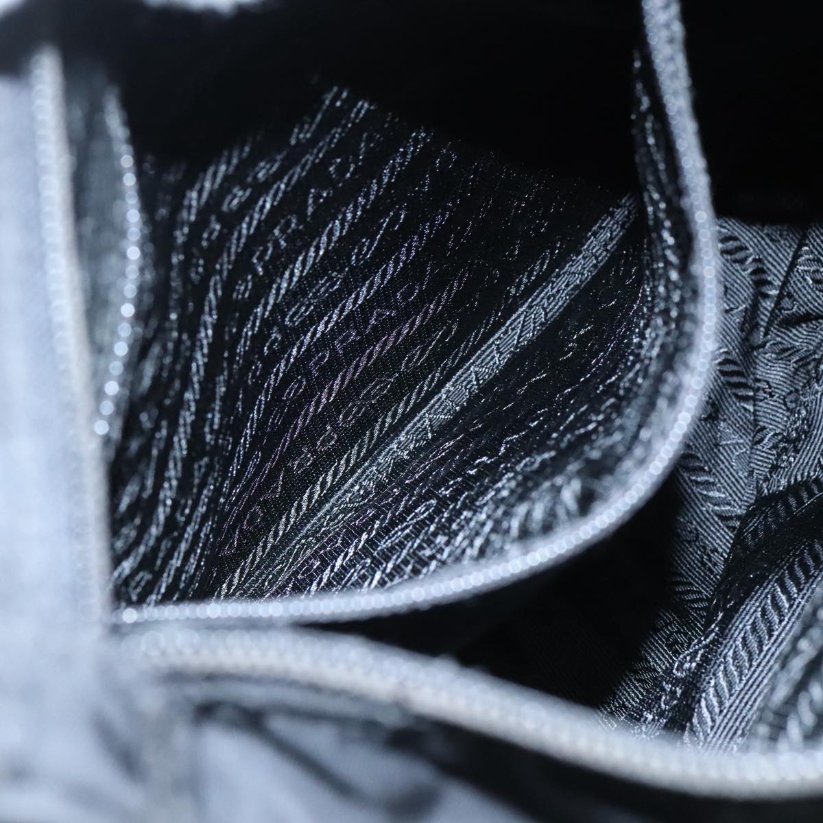 PRADA Shoulder Bag Nylon Black Silver Auth 109422