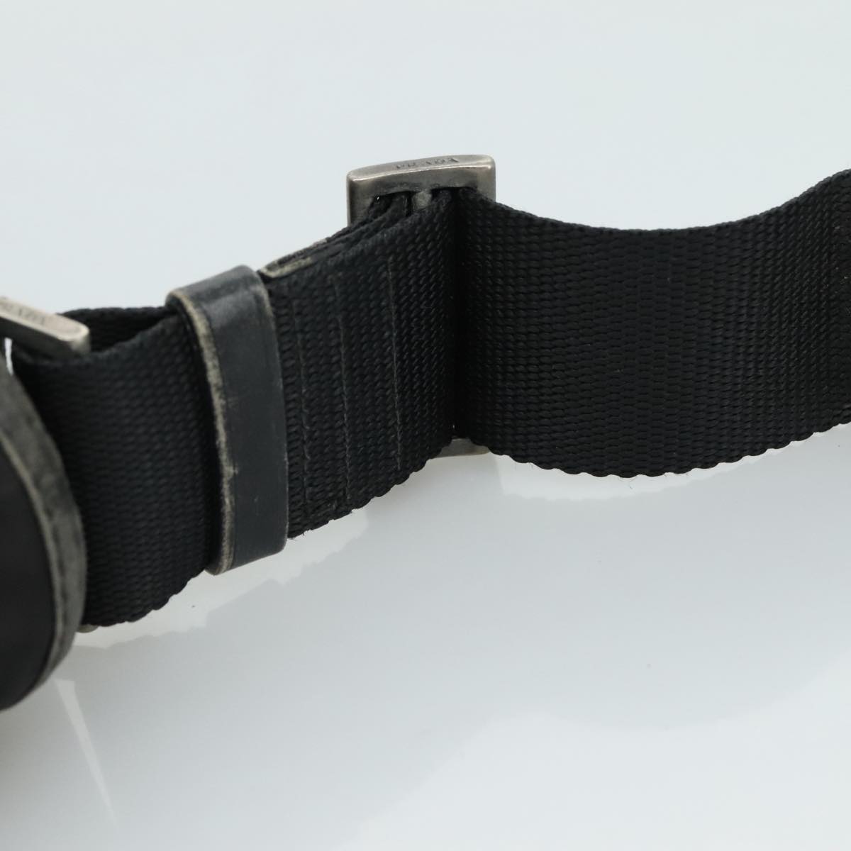 PRADA Shoulder Bag Nylon Black Silver Auth 109422