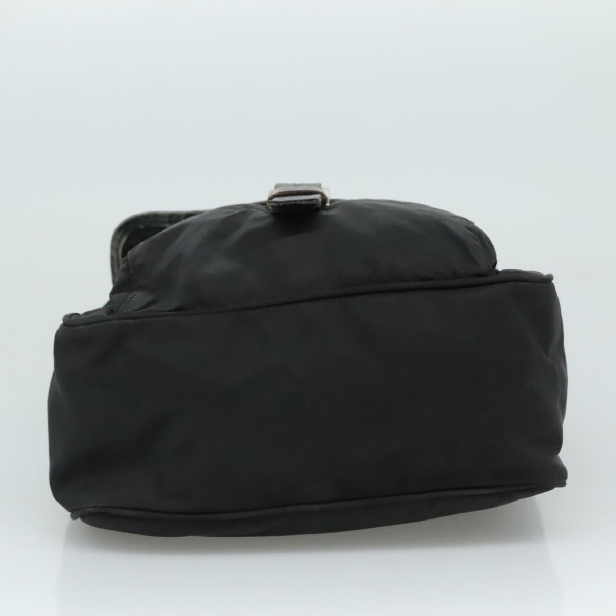 PRADA Shoulder Bag Nylon Black Silver Auth 109422