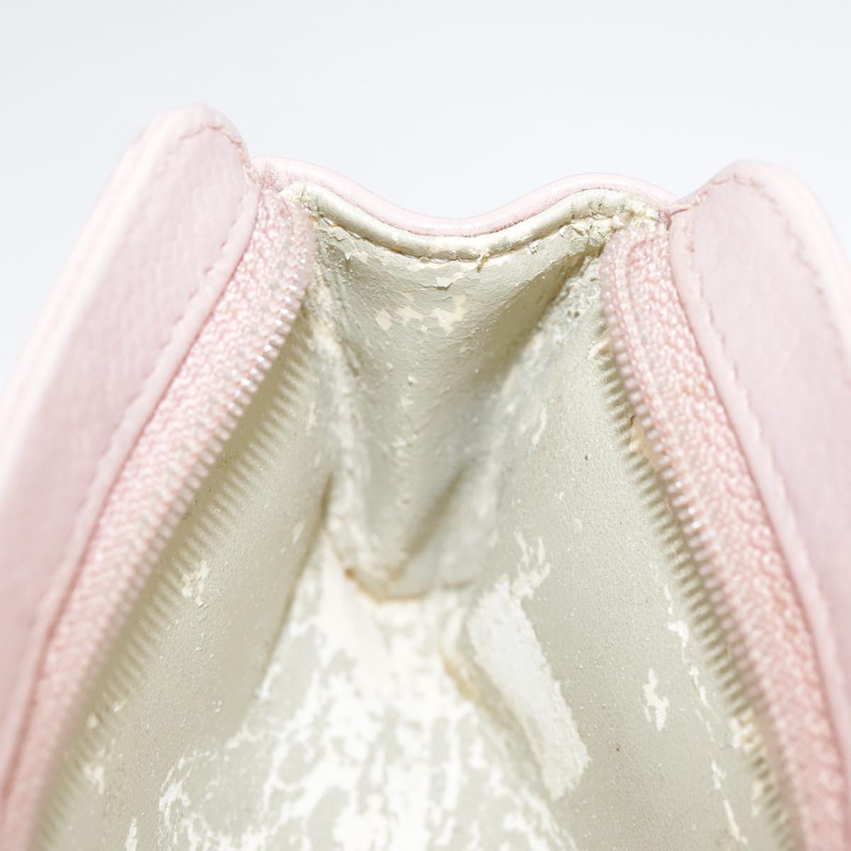 CHANEL COCO Mark Pouch Caviar Skin Pink Gold CC Auth 109423