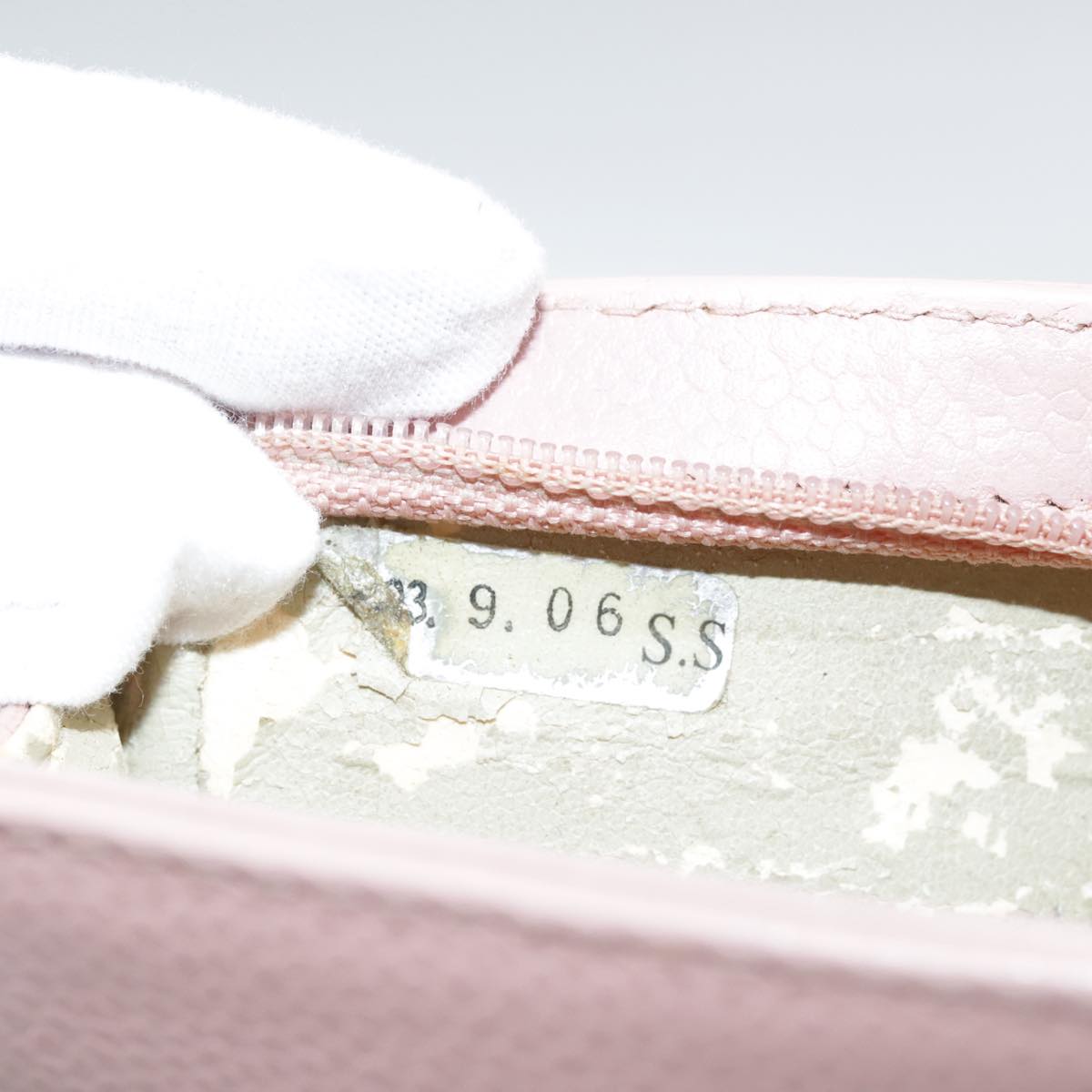 CHANEL COCO Mark Pouch Caviar Skin Pink Gold CC Auth 109423