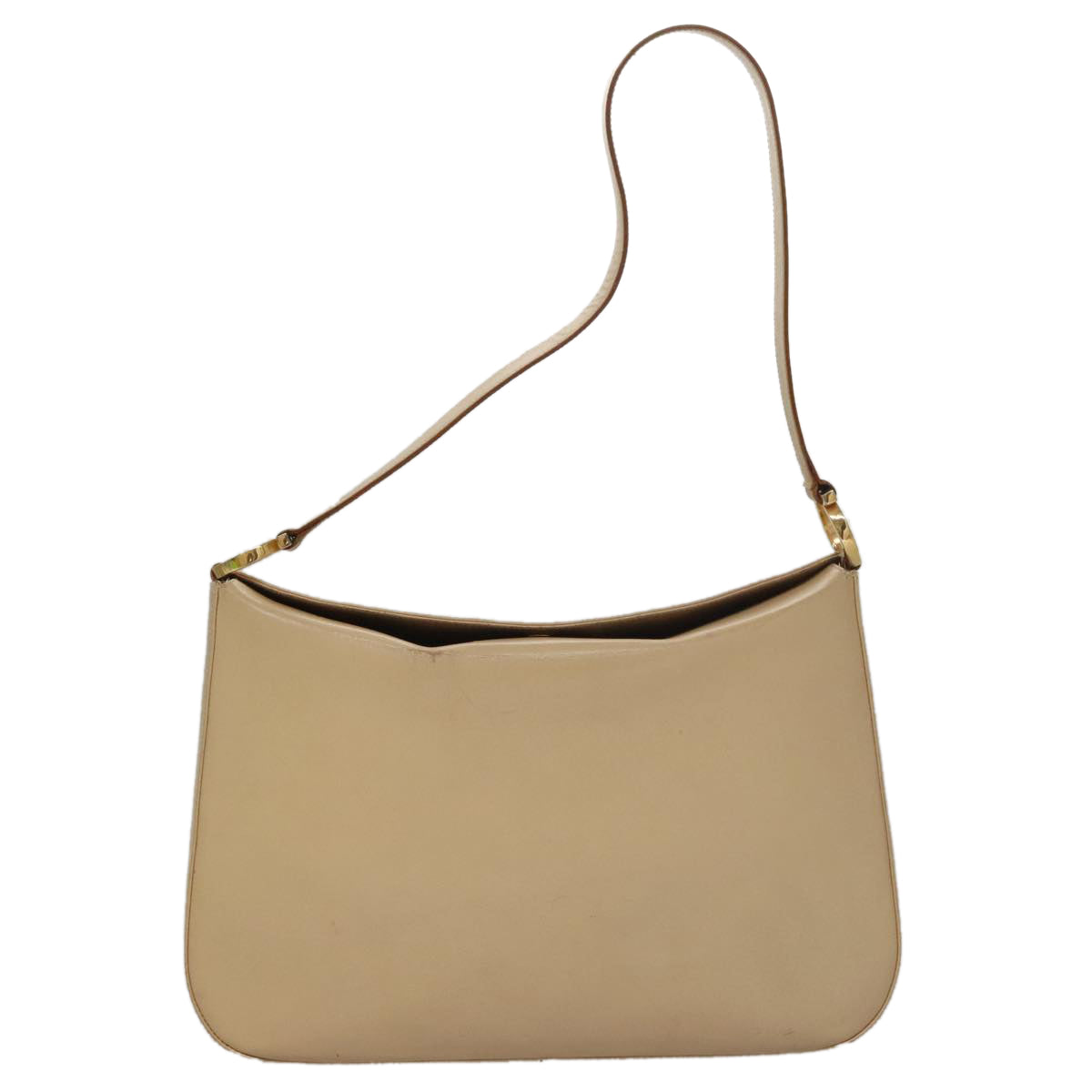 Salvatore Ferragamo Gancini Shoulder Bag Leather Beige Gold Auth 109481