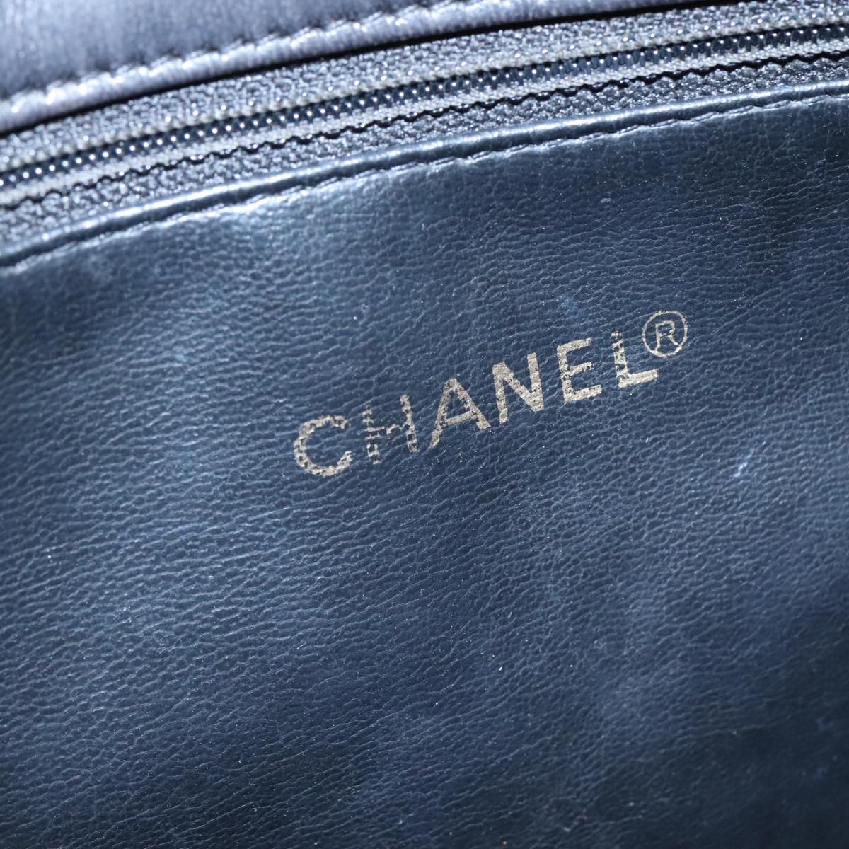 CHANEL COCO Mark Chain Shoulder Bag Lamb Skin Black Gold CC Auth 109490