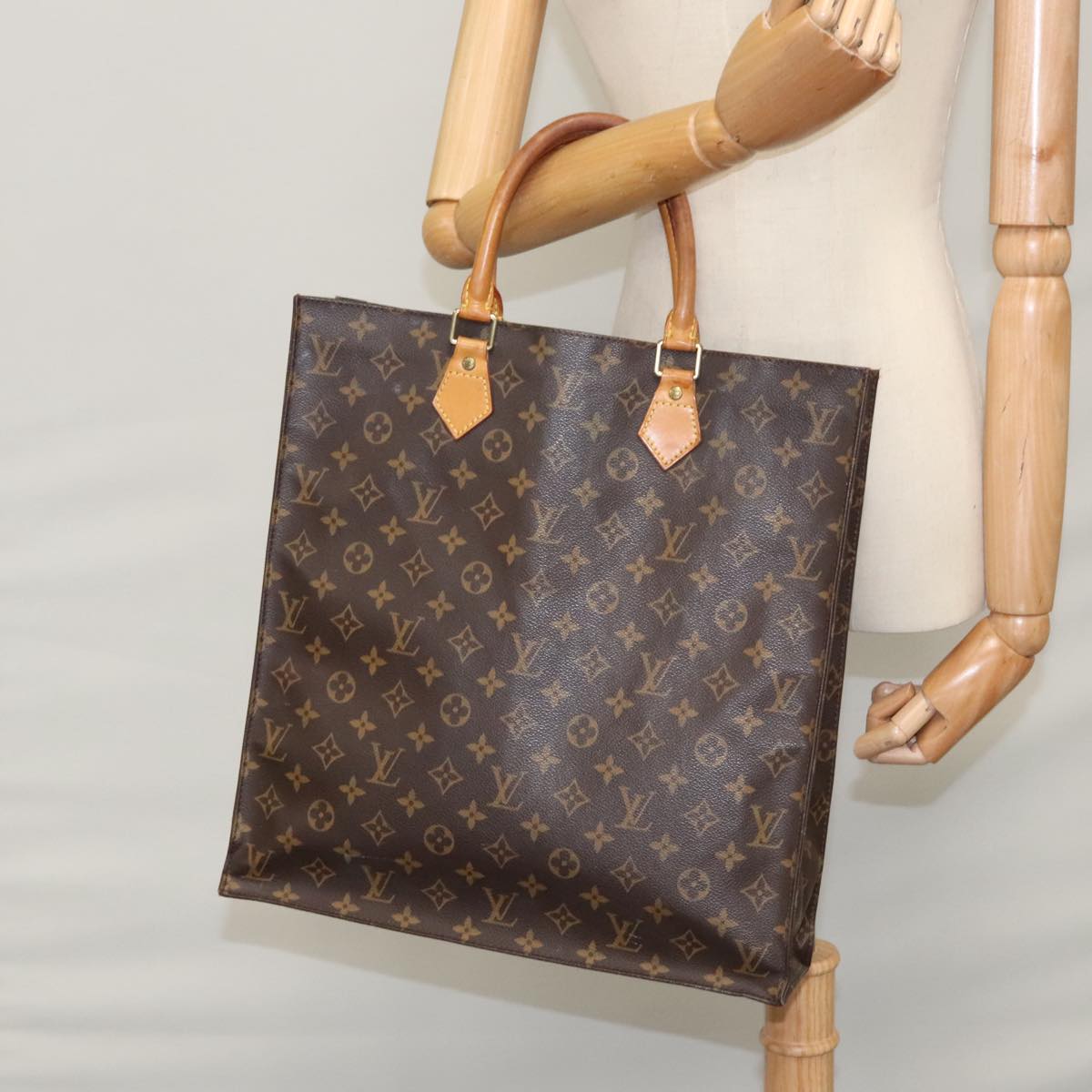 LOUIS VUITTON Monogram Sac Plat Hand Bag M51140 LV Auth 109616