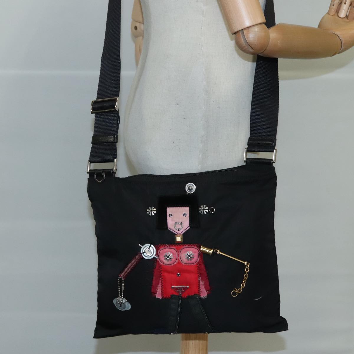 PRADA Shoulder Bag Nylon Black Auth 109665