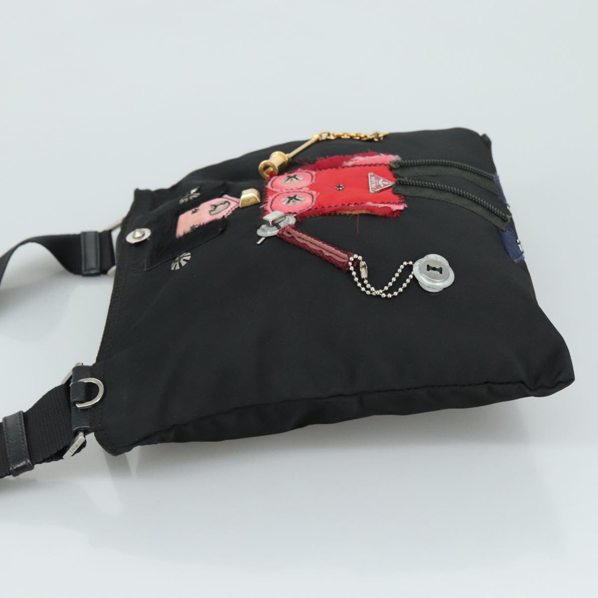 PRADA Shoulder Bag Nylon Black Auth 109665