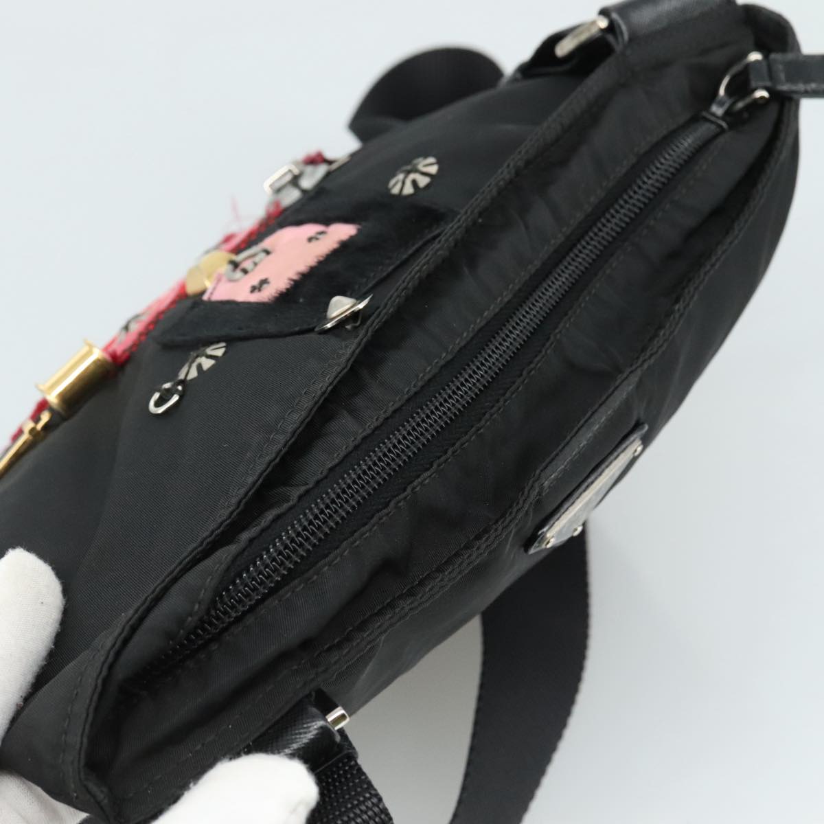 PRADA Shoulder Bag Nylon Black Auth 109665