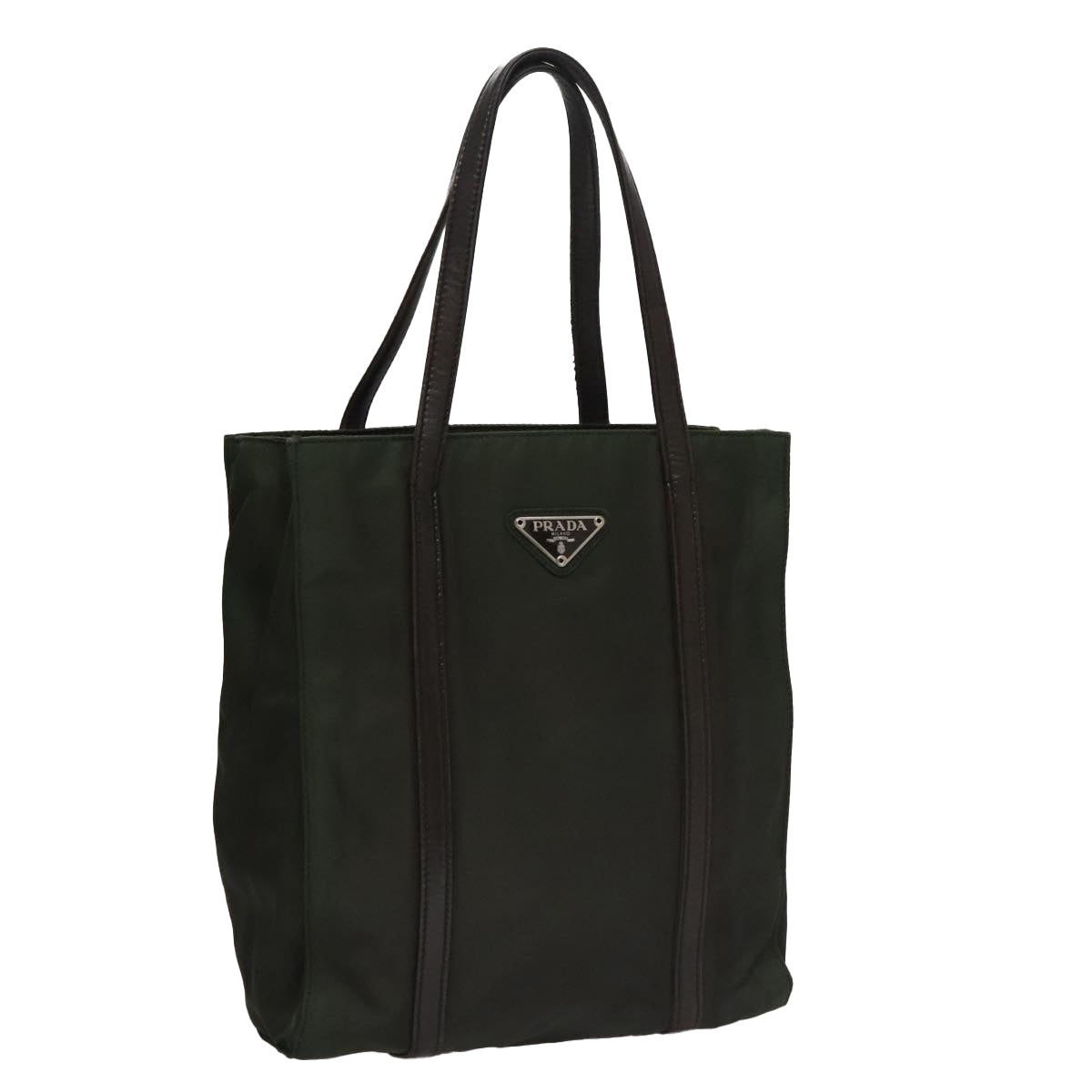 PRADA Hand Bag Nylon Khaki Auth 109677