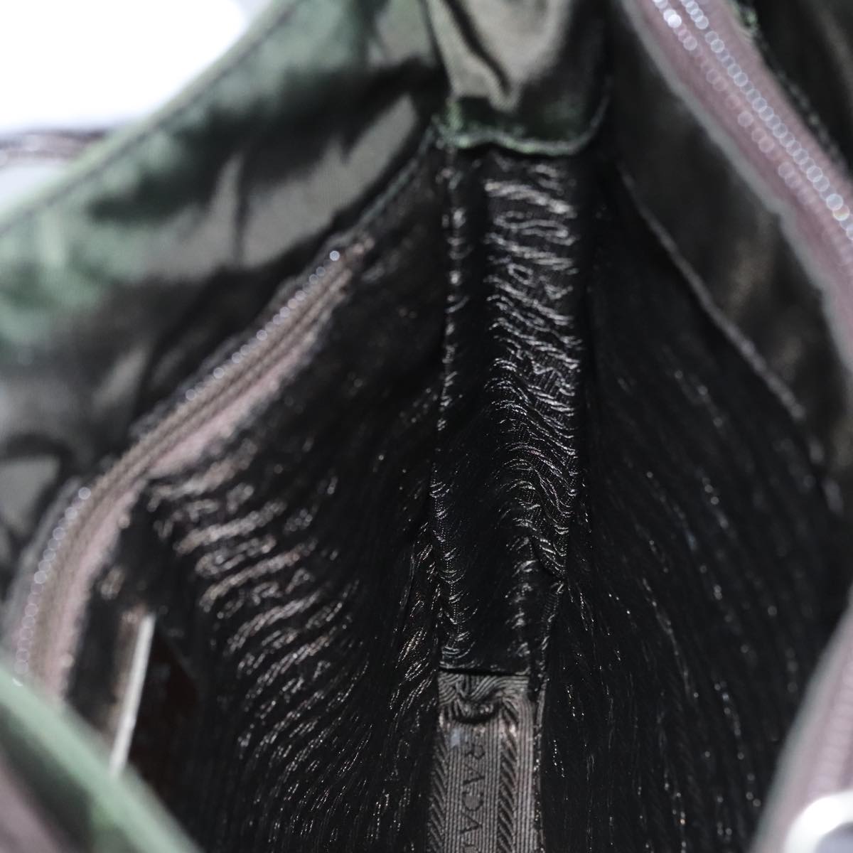 PRADA Hand Bag Nylon Khaki Auth 109677