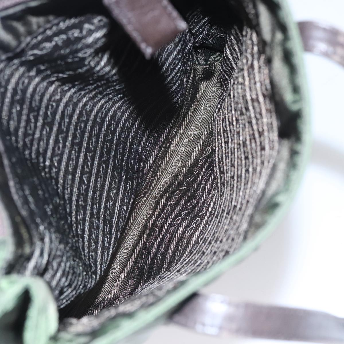 PRADA Hand Bag Nylon Khaki Auth 109677