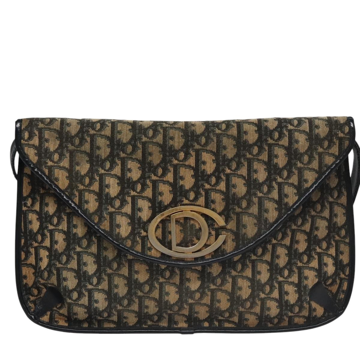 Christian Dior Trotter Canvas Shoulder Bag Navy Auth 109698