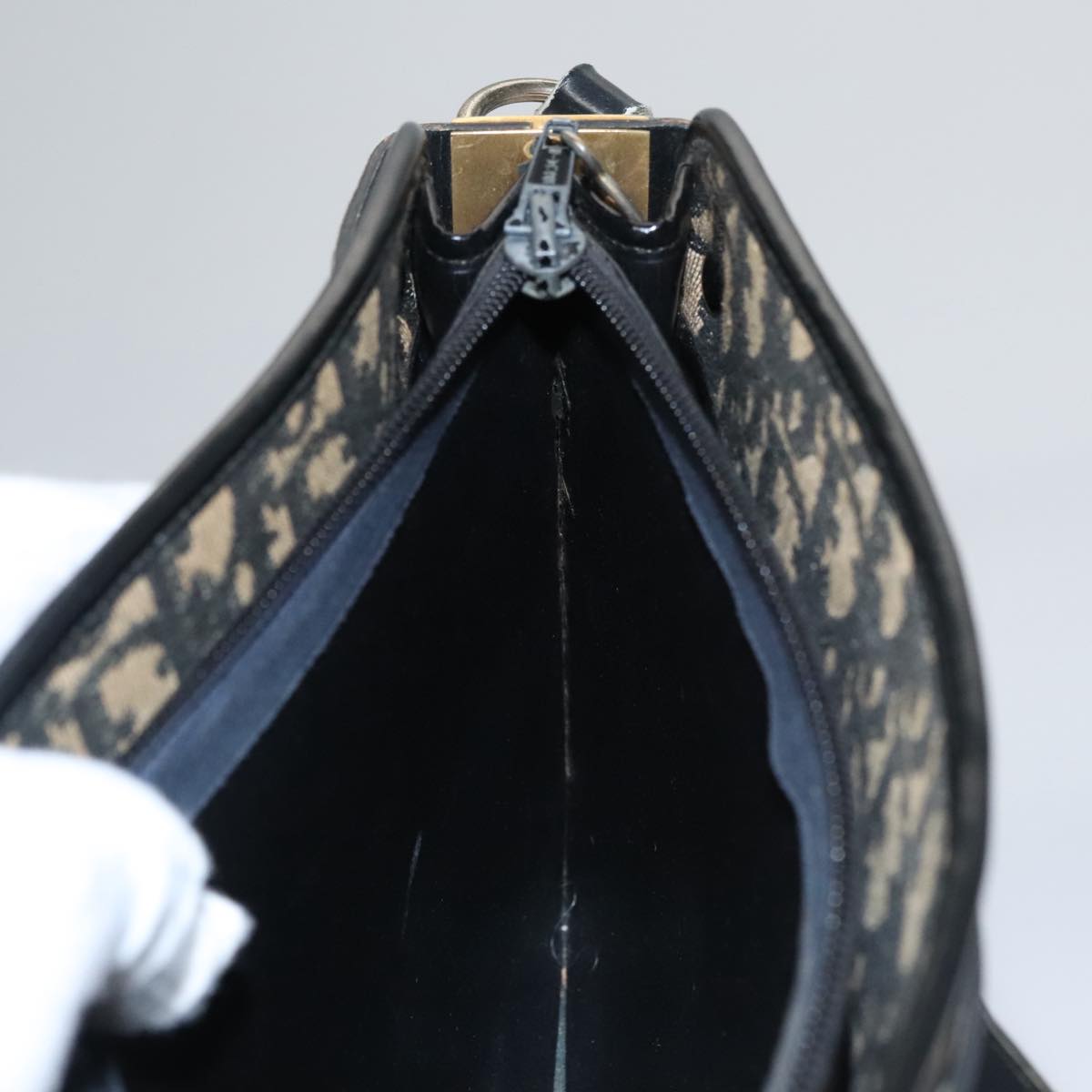 Christian Dior Trotter Canvas Shoulder Bag Navy Auth 109699