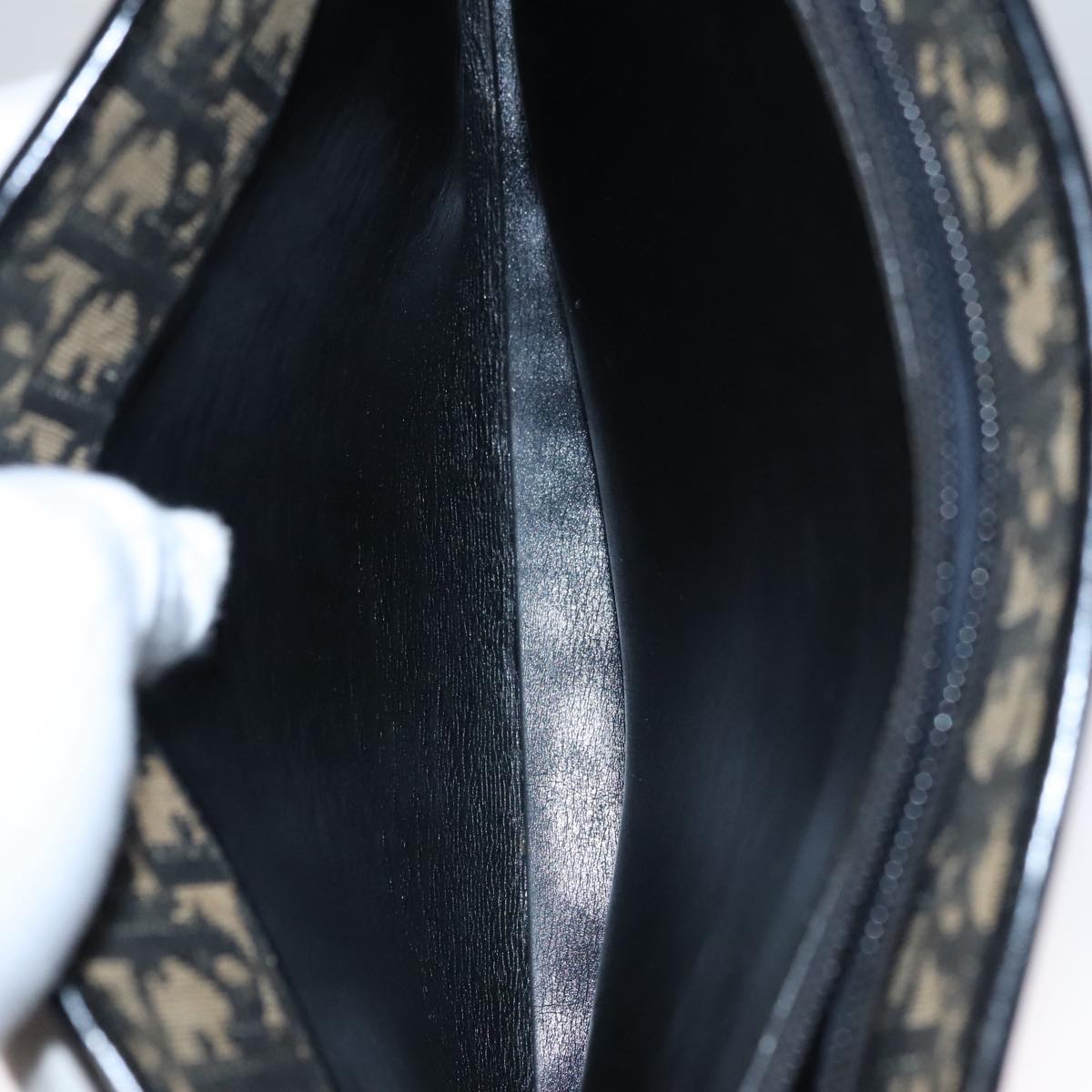 Christian Dior Trotter Canvas Shoulder Bag Navy Auth 109699