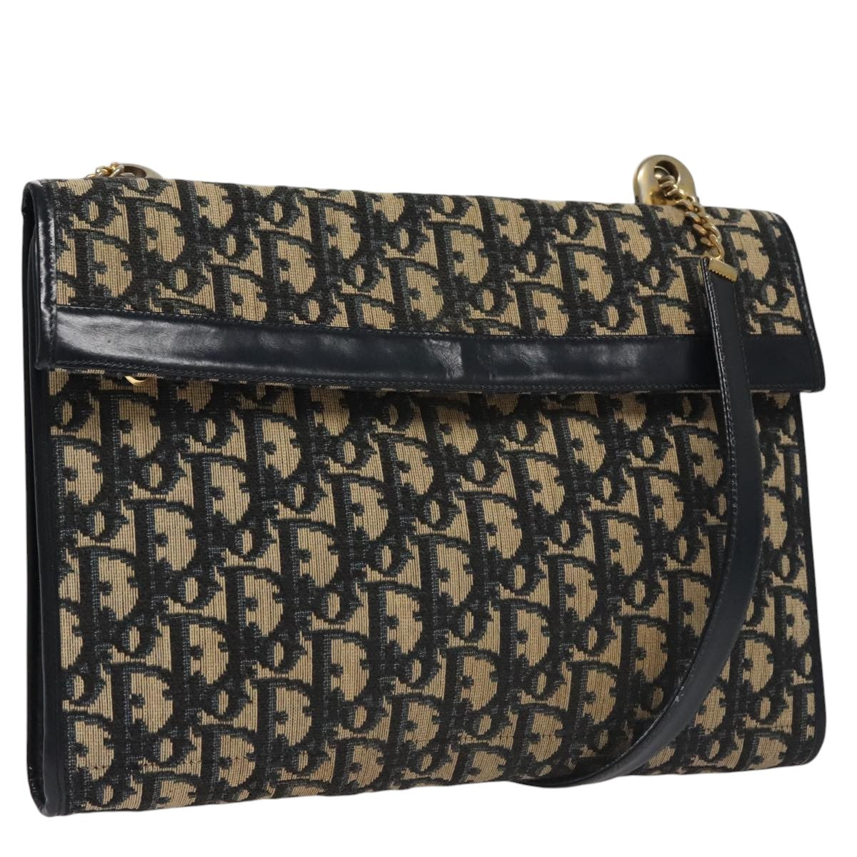 Christian Dior Trotter Canvas Shoulder Bag Navy Auth 109700