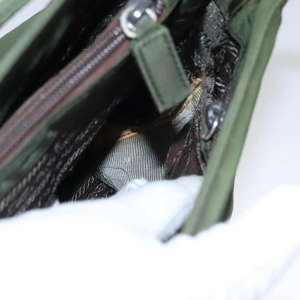 PRADA Shoulder Bag Nylon Khaki Auth 109706