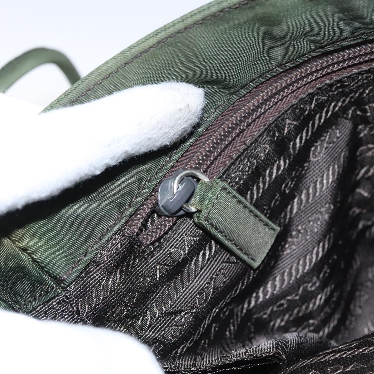 PRADA Shoulder Bag Nylon Khaki Auth 109706