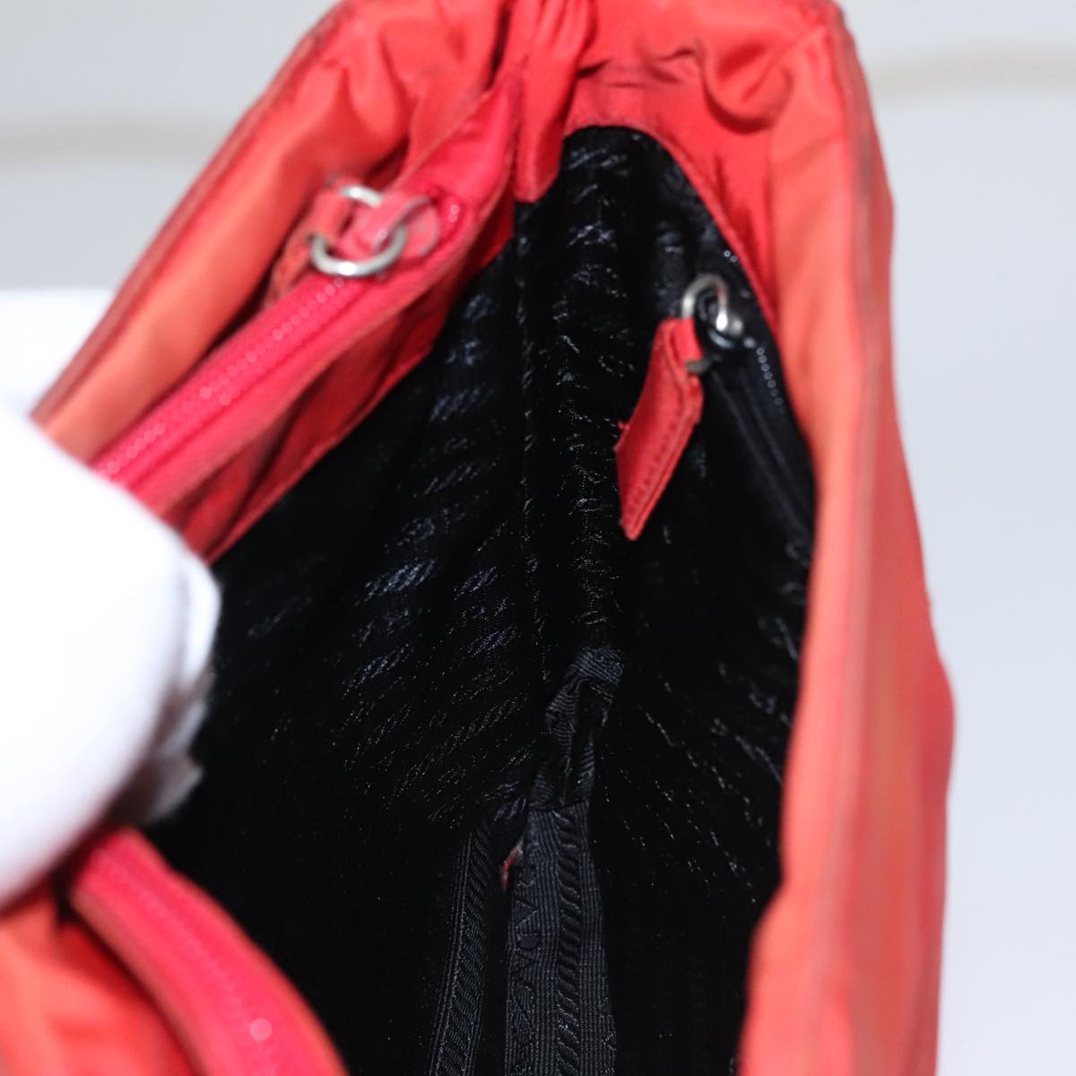 PRADA Shoulder Bag Nylon Red Auth 109708