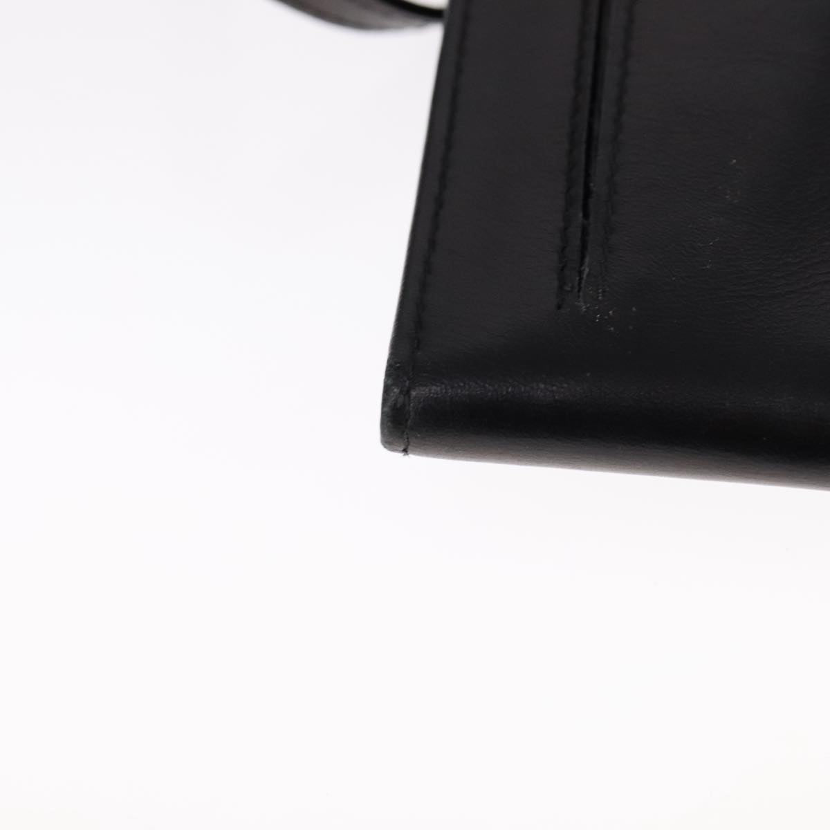 Salvatore Ferragamo Gancini Shoulder Wallet Leather Gold Black Auth 109714