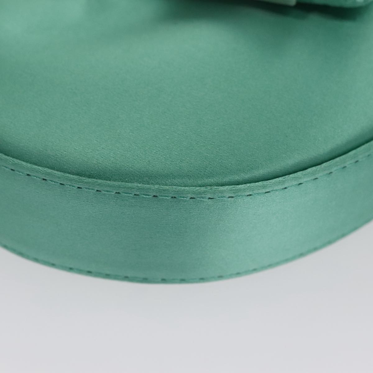 FENDI Hand Bag Satin Green Auth 109715SAV