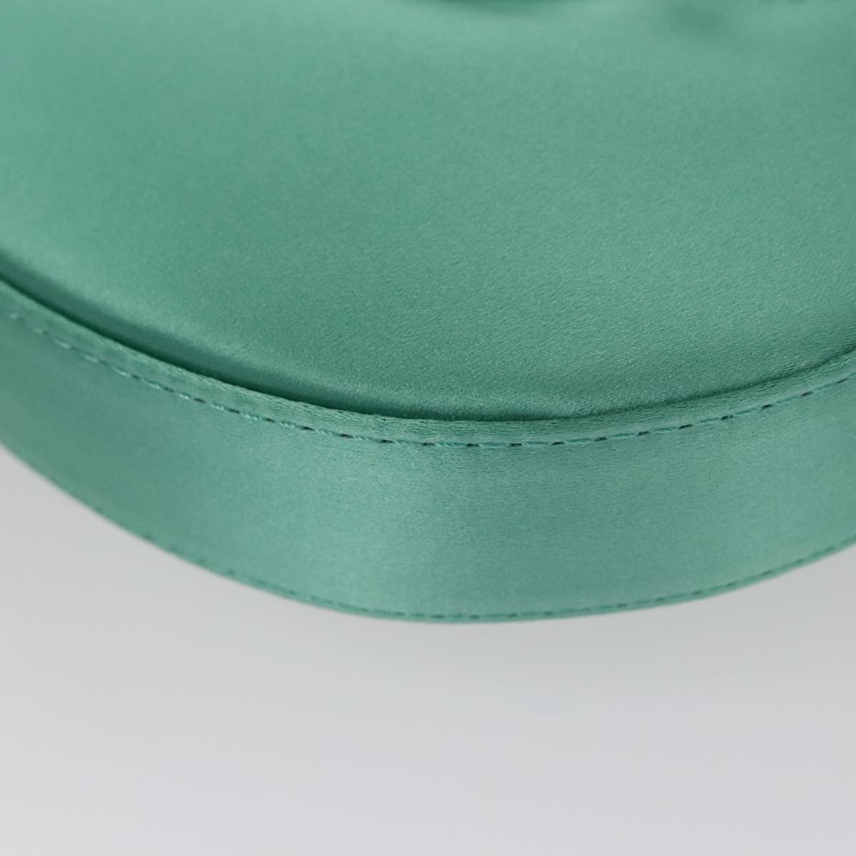 FENDI Hand Bag Satin Green Auth 109715SAV