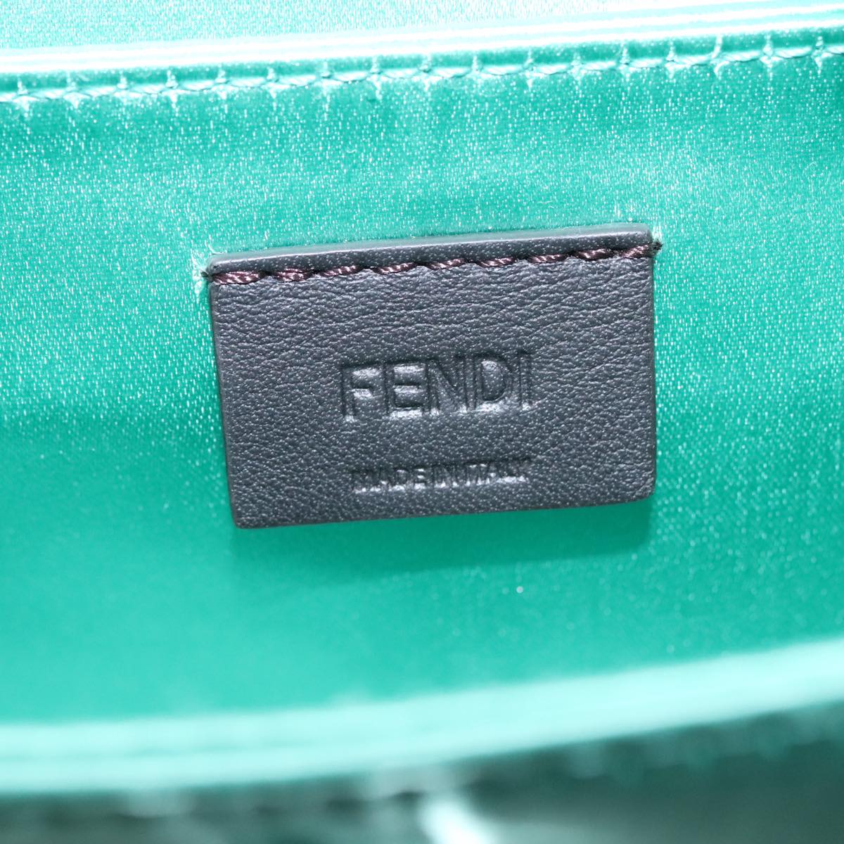 FENDI Hand Bag Satin Green Auth 109715SAV